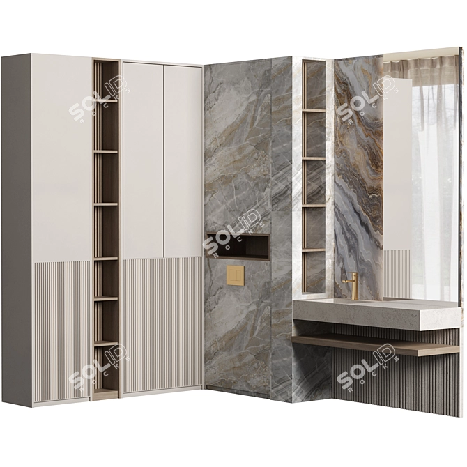 Modern Bathroom Cabinet Set 3D model image 3