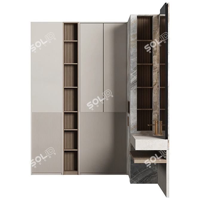 Modern Bathroom Cabinet Set 3D model image 4