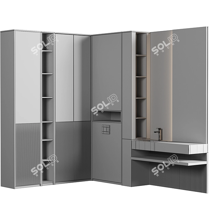 Modern Bathroom Cabinet Set 3D model image 5