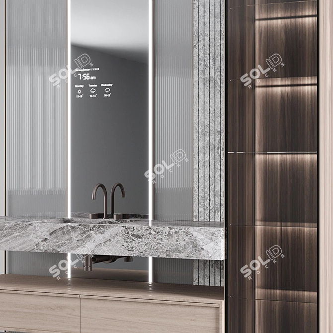 Adjustable Bathroom Vanity Console 3D model image 3