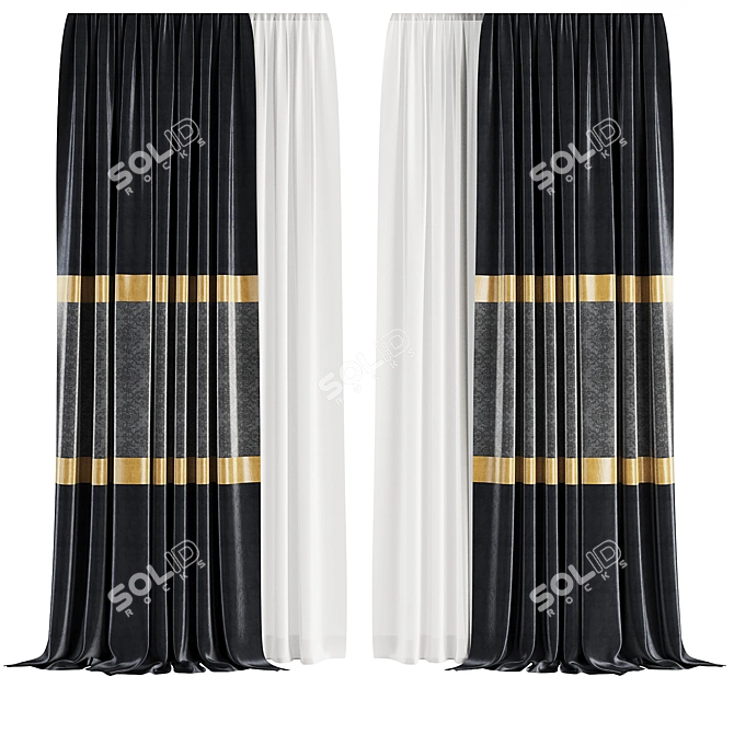Modern Curtain Set M4, 3D 3D model image 1