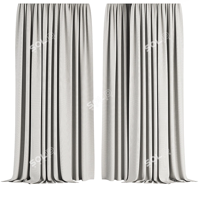 Modern Curtain Set M4, 3D 3D model image 3