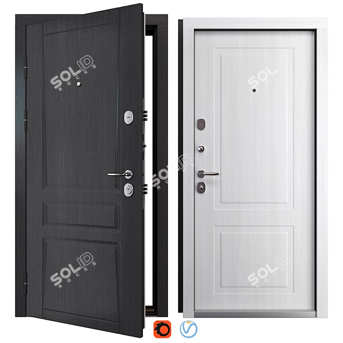 Trino (QDoors) Metal Entry Door 3D model image 1