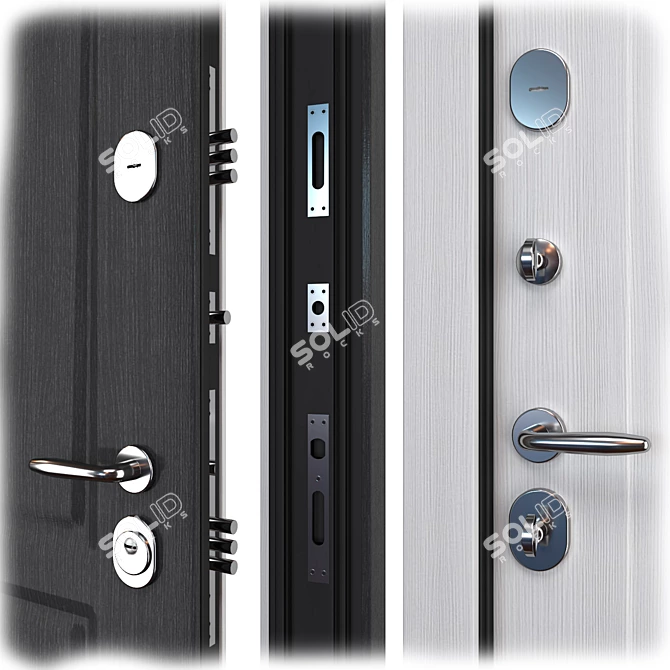 Trino (QDoors) Metal Entry Door 3D model image 2