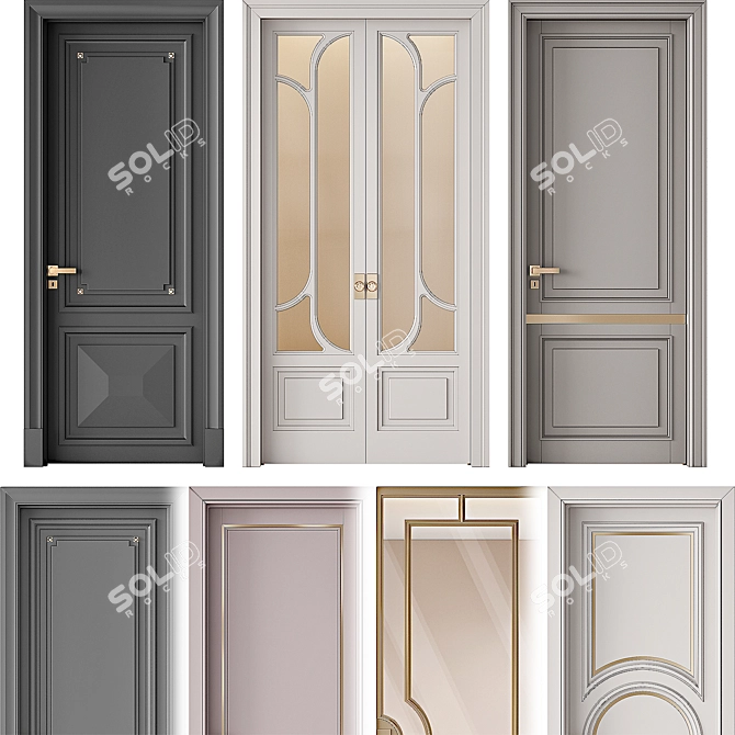 Bronze Sliding Steel Doors 3D model image 1