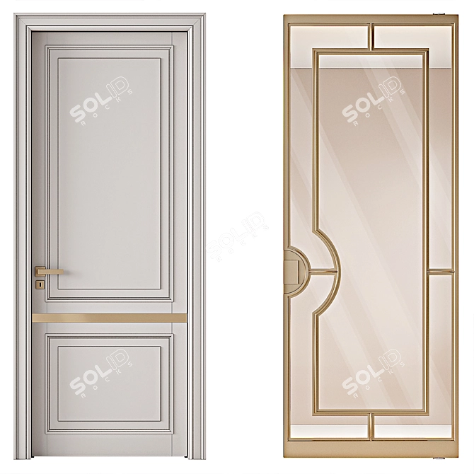 Bronze Sliding Steel Doors 3D model image 2