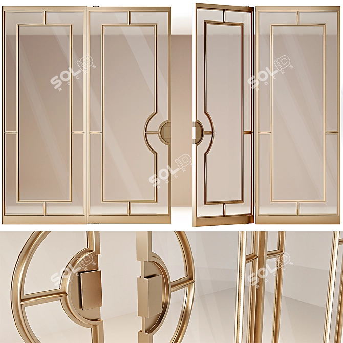 Bronze Sliding Steel Doors 3D model image 3