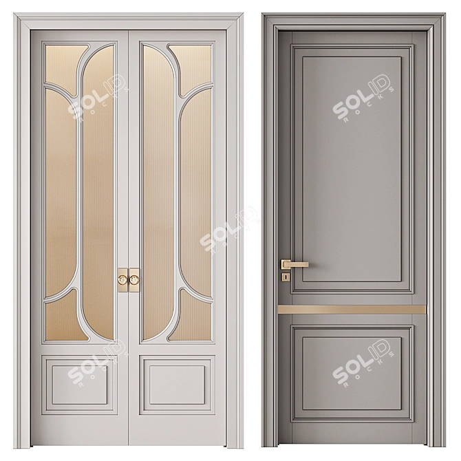 Bronze Sliding Steel Doors 3D model image 4