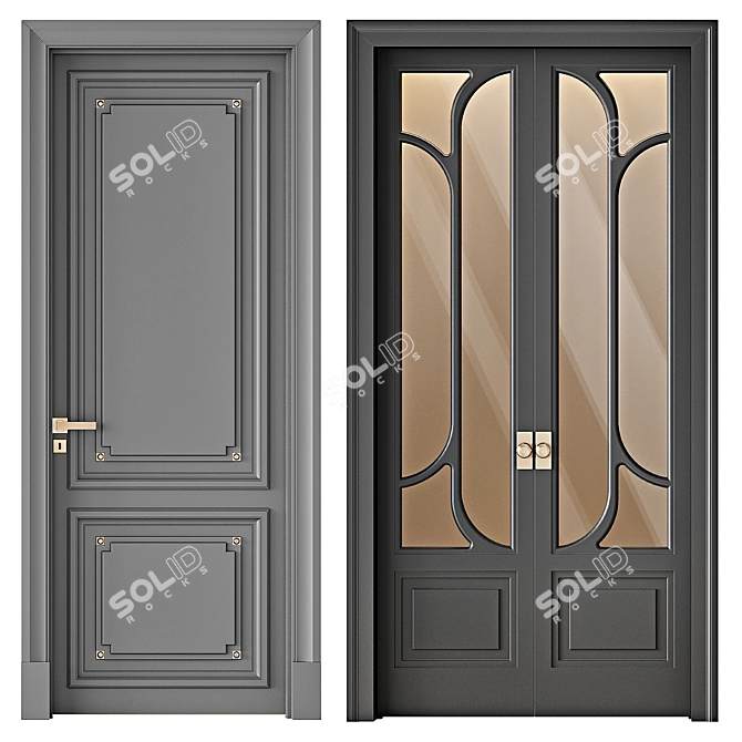 Bronze Sliding Steel Doors 3D model image 6