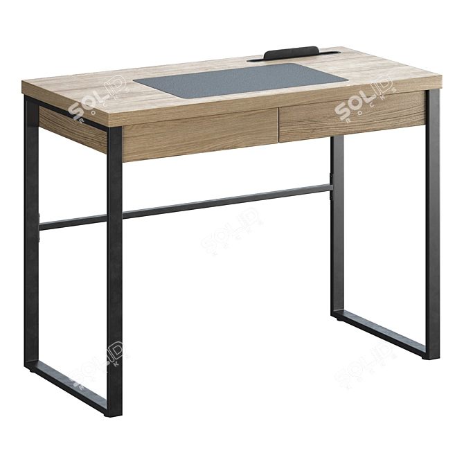 iModern Dylan Writing Desk, Wood/Black 3D model image 5