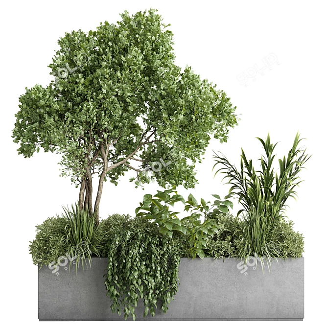 Outdoor Concrete Plant Stand Set 3D model image 1