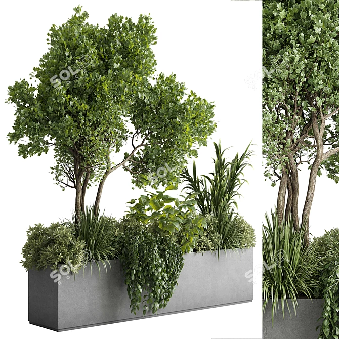 Outdoor Concrete Plant Stand Set 3D model image 2