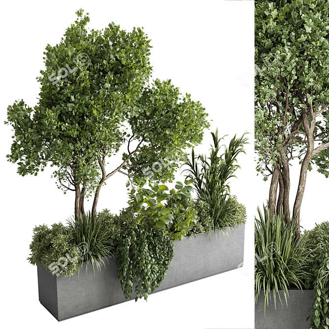 Outdoor Concrete Plant Stand Set 3D model image 3