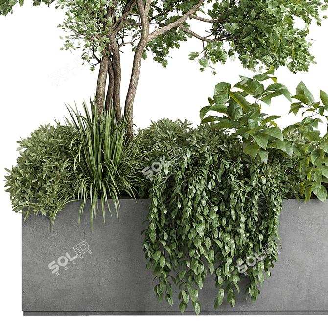 Outdoor Concrete Plant Stand Set 3D model image 4