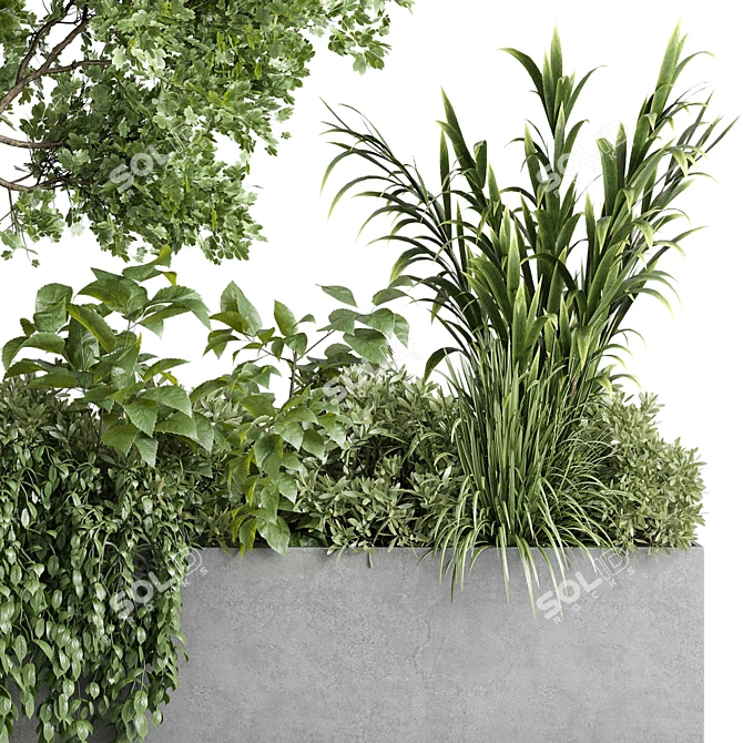 Outdoor Concrete Plant Stand Set 3D model image 5