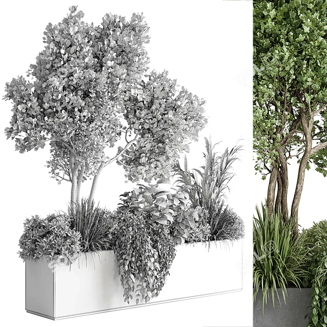 Outdoor Concrete Plant Stand Set 3D model image 7