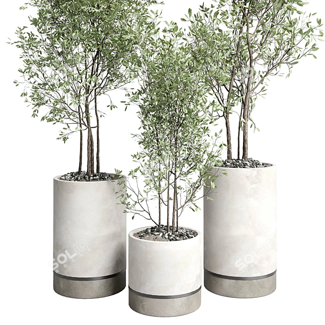 Concrete Box Plant Stand Set 3D model image 4