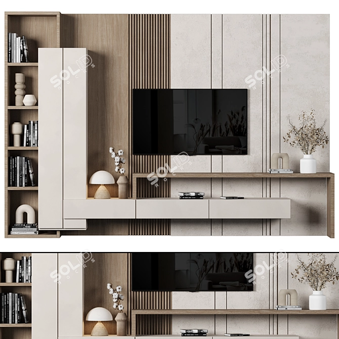 Modular TV Wall Design Kit 3D model image 1