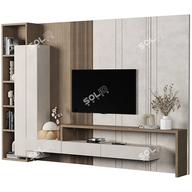 Modular TV Wall Design Kit 3D model image 2