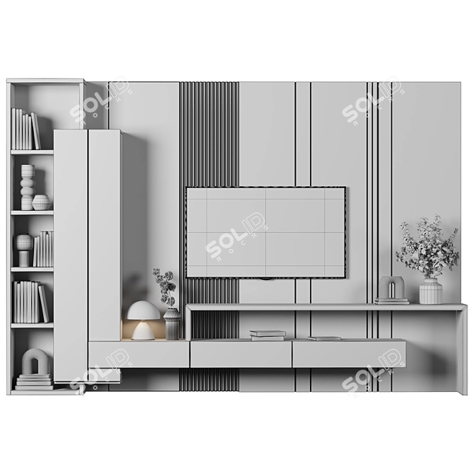 Modular TV Wall Design Kit 3D model image 4