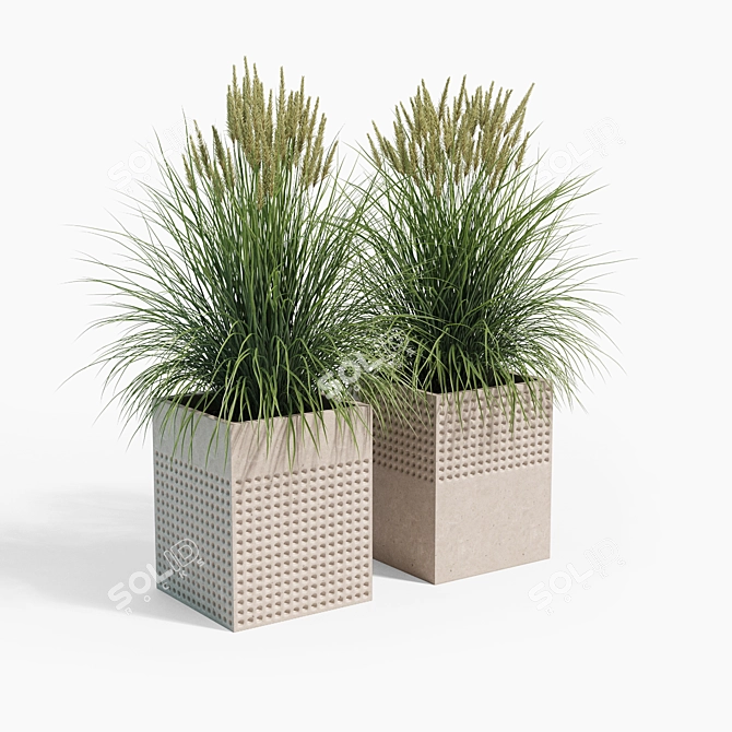 Modern Square Planters Set of 2 3D model image 2