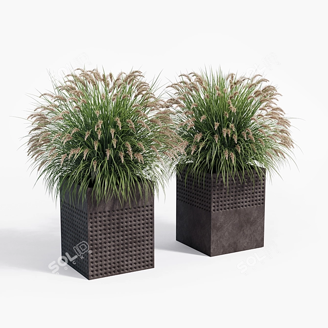 Modern Square Planters Set of 2 3D model image 3