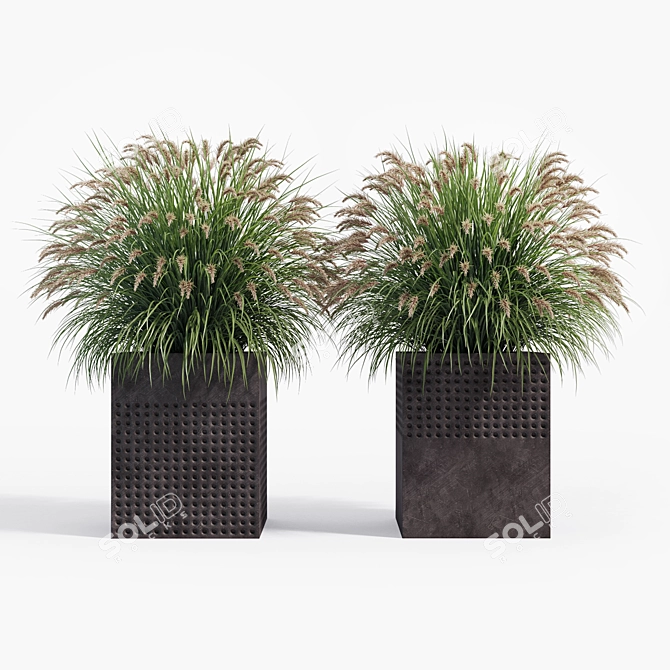 Modern Square Planters Set of 2 3D model image 4