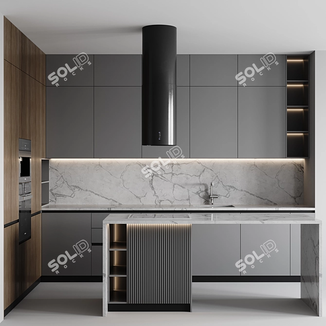 Modern Kitchen 021: Stylish Design 3D model image 1