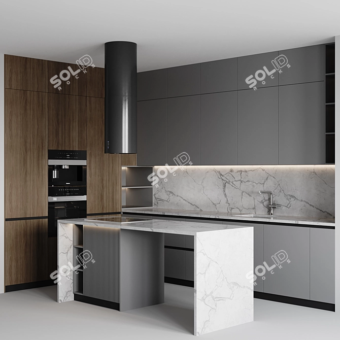 Modern Kitchen 021: Stylish Design 3D model image 2