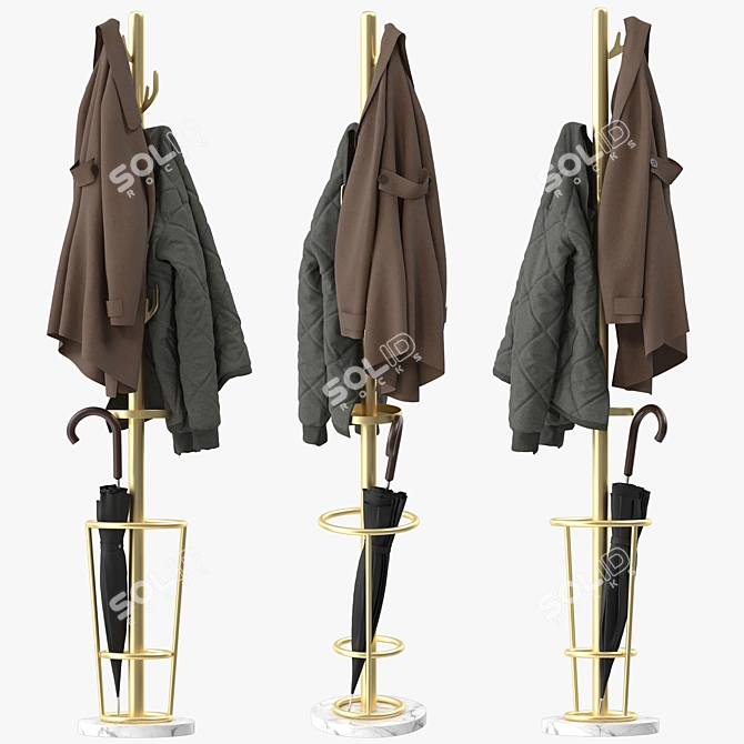 Creative Metal Coat Stand Rack 3D model image 1