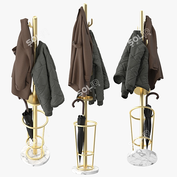 Creative Metal Coat Stand Rack 3D model image 2