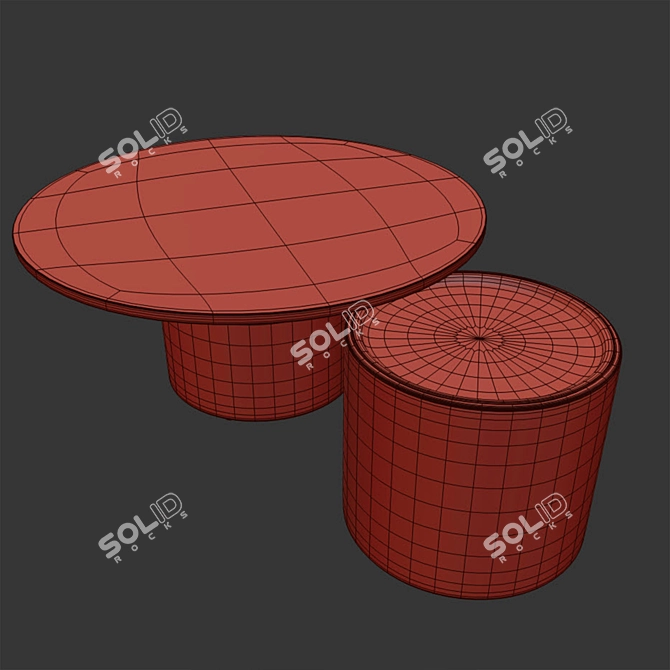 Modern Leather and Wood Coffee Table 3D model image 5