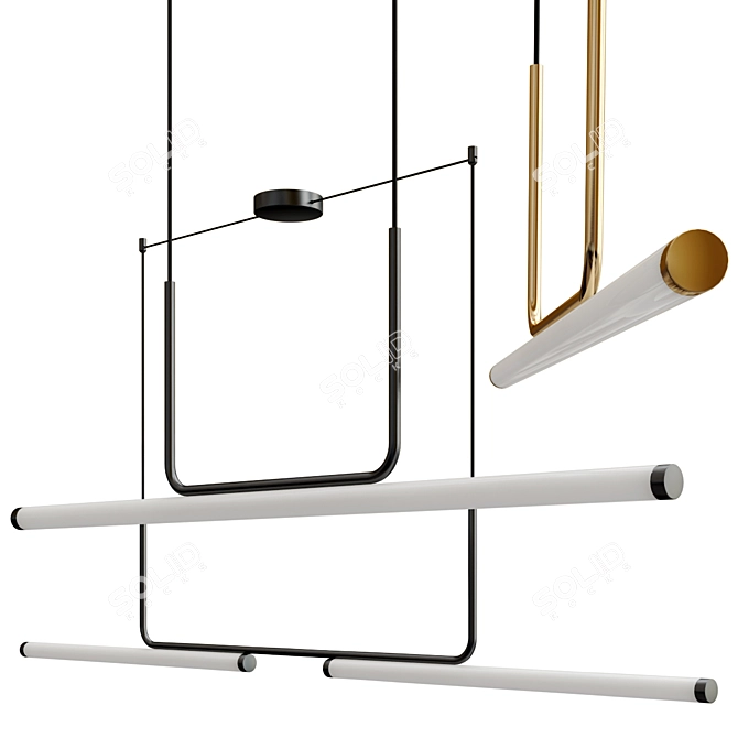 Modern Linear Pendant Lighting Fixture 3D model image 1