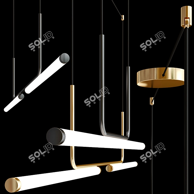 Modern Linear Pendant Lighting Fixture 3D model image 2
