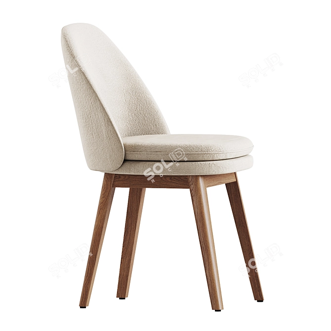 Wayne Velvet Oak Dining Chair 3D model image 2