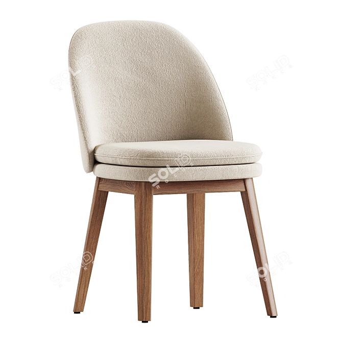 Wayne Velvet Oak Dining Chair 3D model image 3