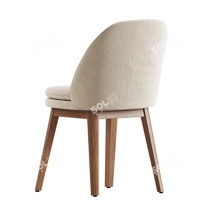 Wayne Velvet Oak Dining Chair 3D model image 4