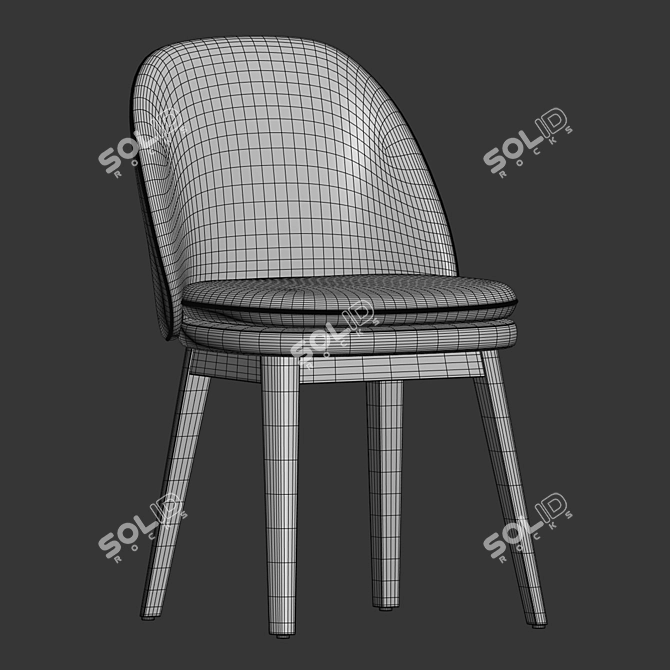 Wayne Velvet Oak Dining Chair 3D model image 5