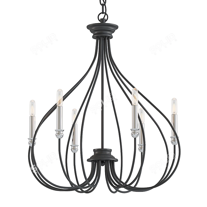 Modern Steel Grey Chandelier 3D model image 1