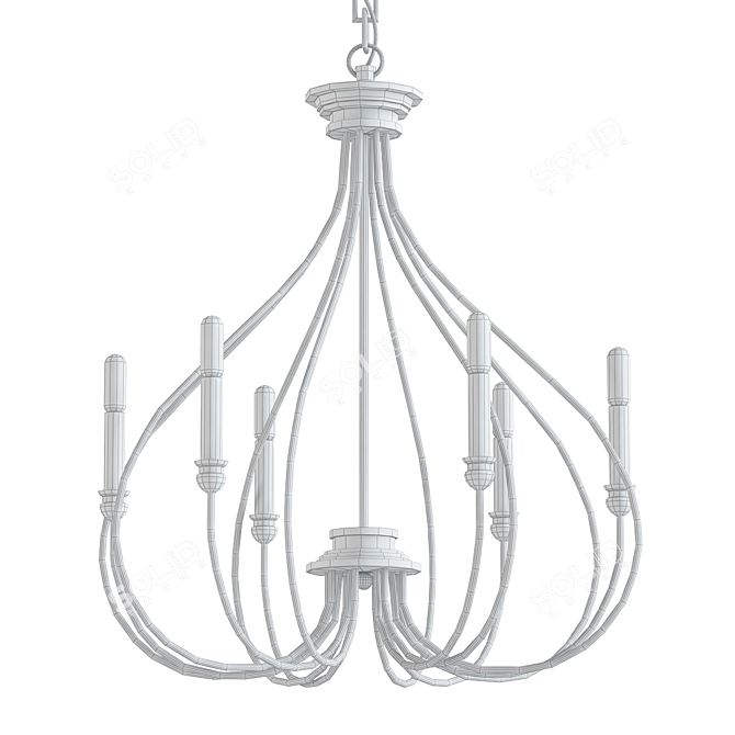 Modern Steel Grey Chandelier 3D model image 2