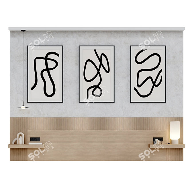 Modern Wall Decor Set & Lighting 3D model image 1