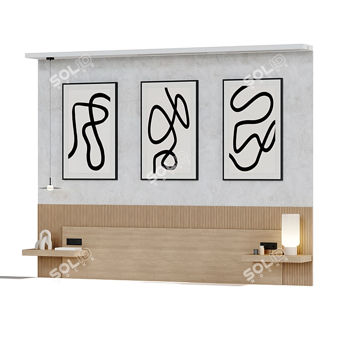 Modern Wall Decor Set & Lighting 3D model image 2