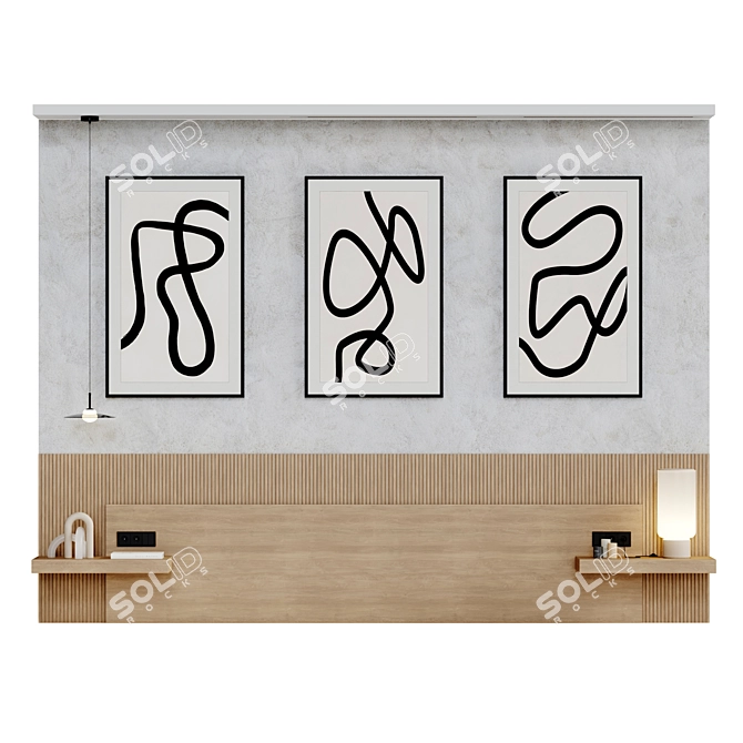 Modern Wall Decor Set & Lighting 3D model image 8