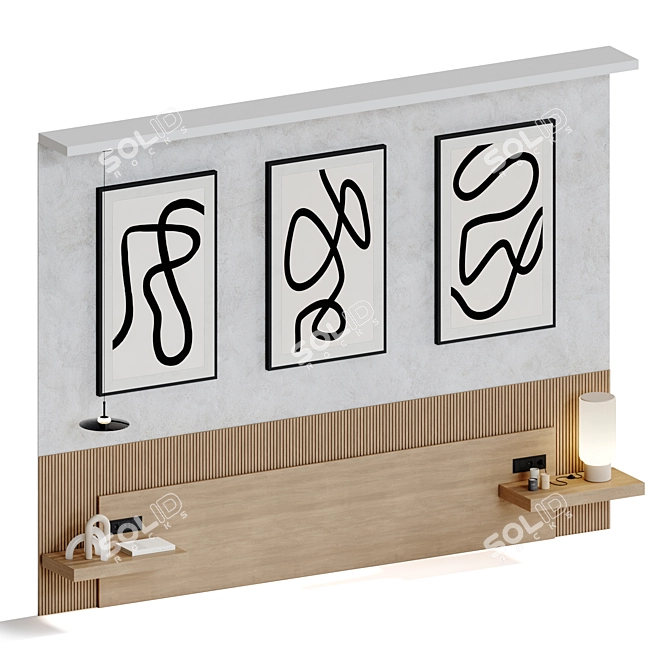 Modern Wall Decor Set & Lighting 3D model image 12