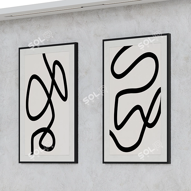 Modern Wall Decor Set & Lighting 3D model image 13