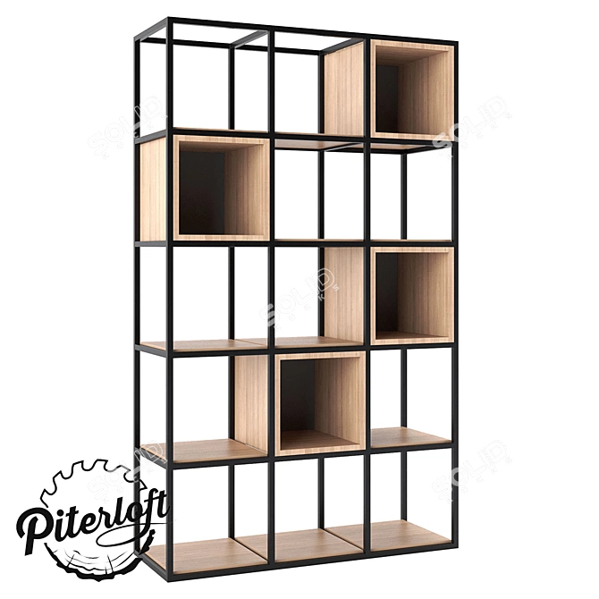 Loft Style Box Shelf 3D model image 1