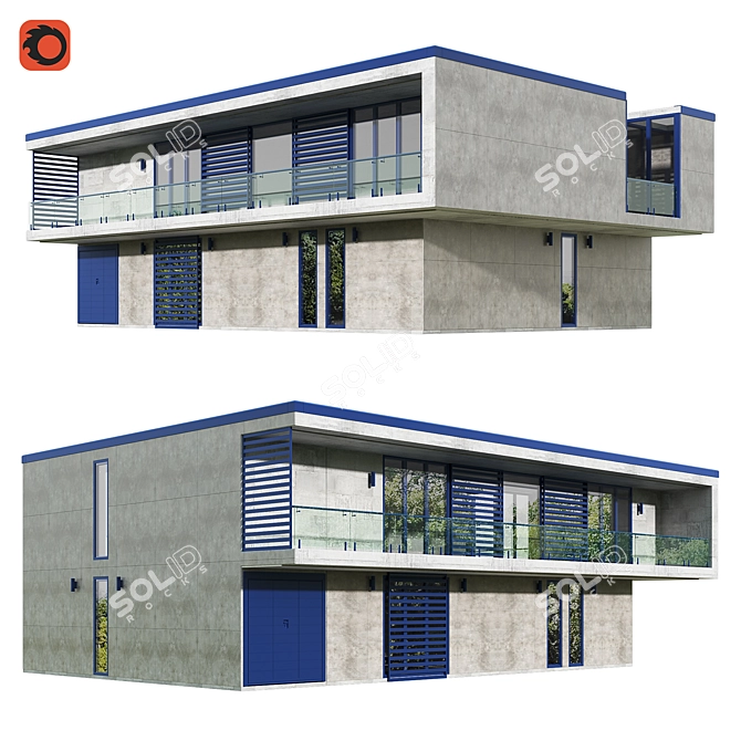 Modern Style Villa 3DsMax Corona 3D model image 1