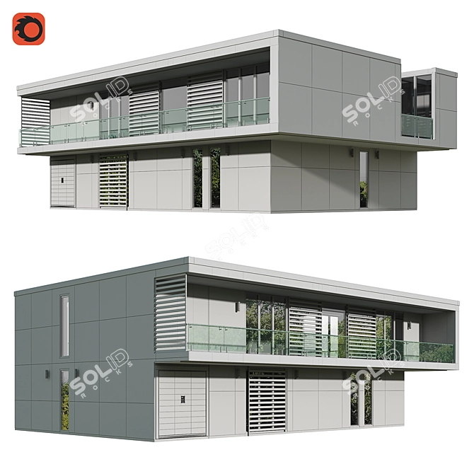 Modern Style Villa 3DsMax Corona 3D model image 2