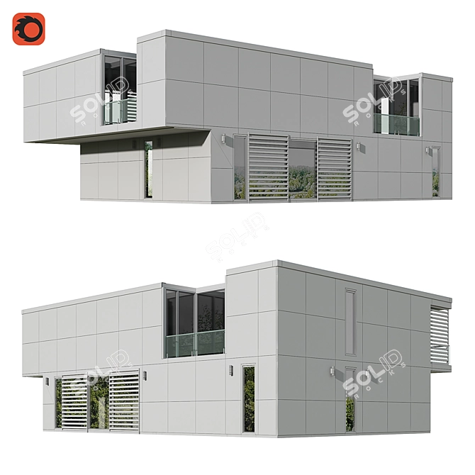 Modern Style Villa 3DsMax Corona 3D model image 4