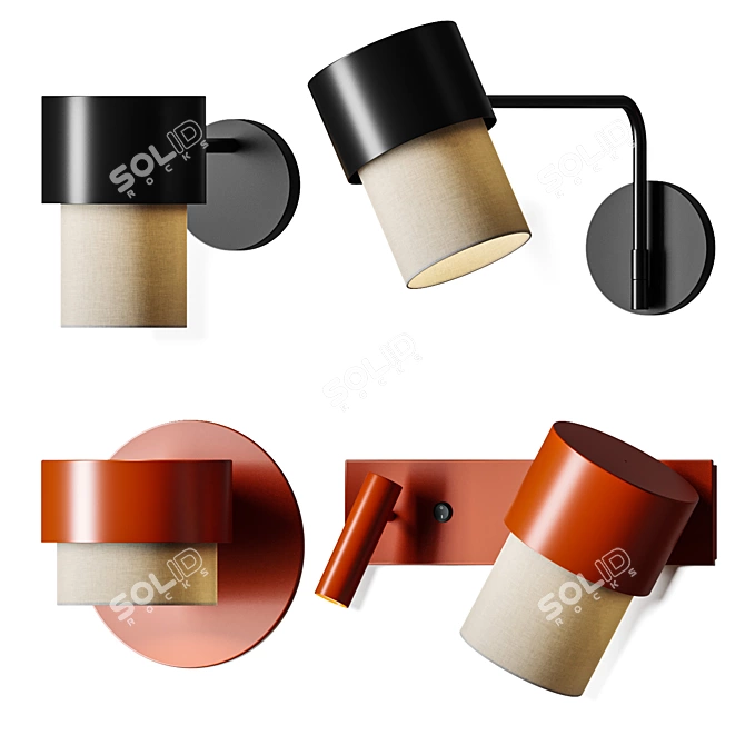 Adjustable Luxe Wall Lamp Set 3D model image 1